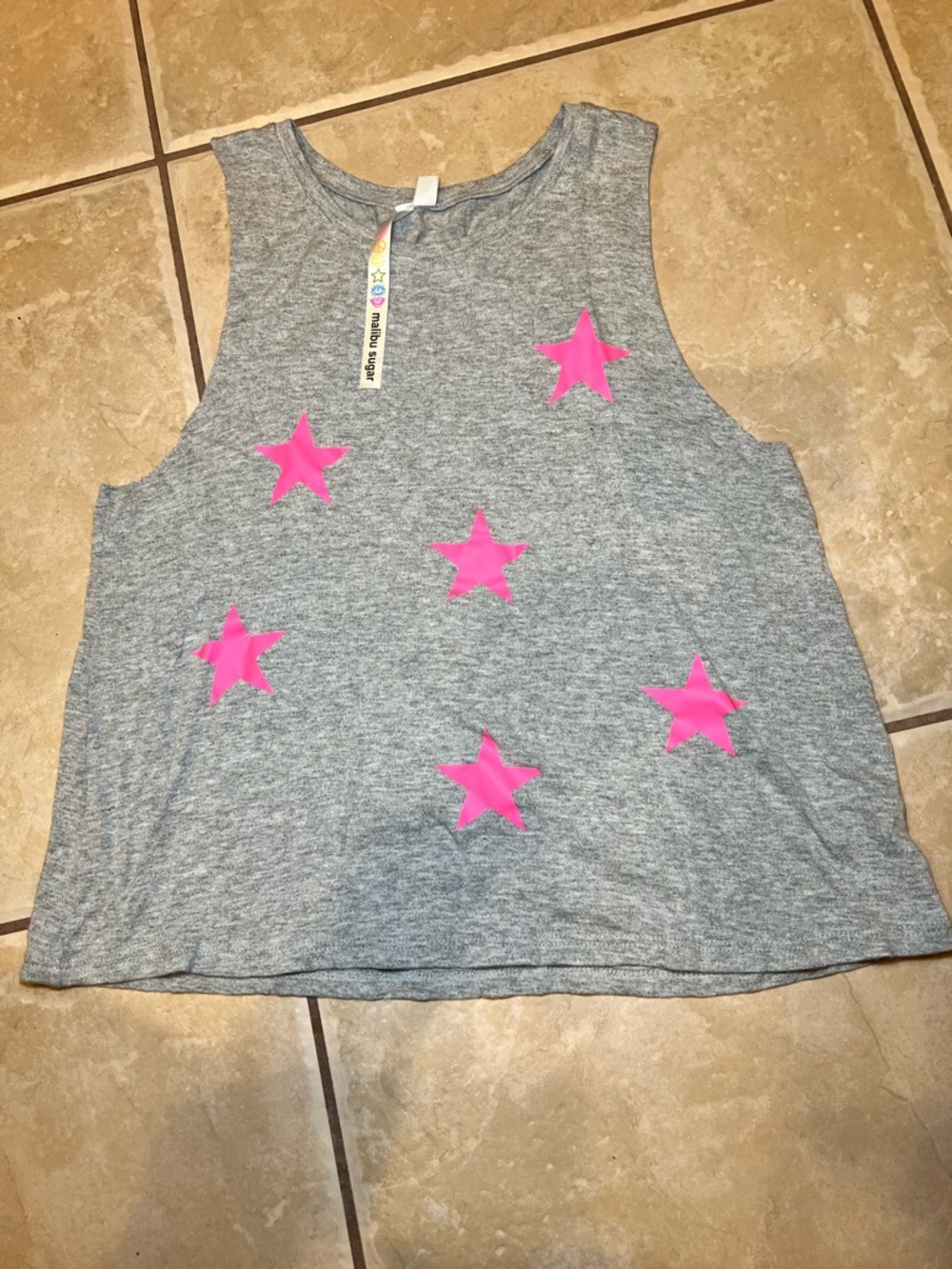 Kids Gray Tank Top with Pink Stars
